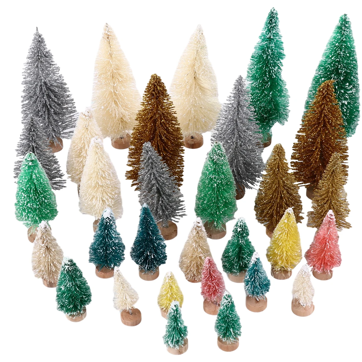 40Pcs Mini Pine Trees Christmas Tree Decor Frosty Sisal With Wooden Base Xmas Ornament For Family Gathering
40Pcs Mini Pine Trees Christmas Tree Decor Frosty Sisal With Wooden Base Xmas Ornament For Family Gathering