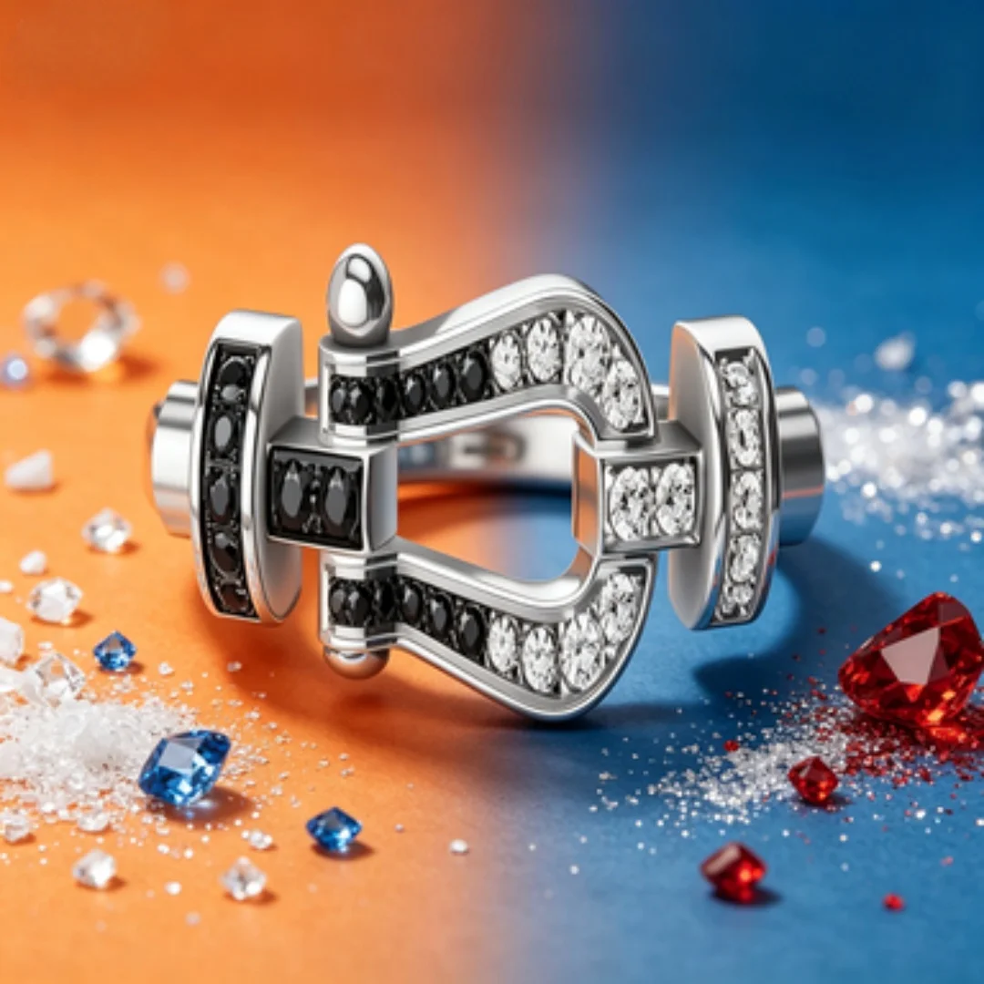 High end commuting jewelry black and white diamond silver horseshoe buckle bracelet
High end commuting jewelry black and white diamond silver horseshoe buckle bracelet