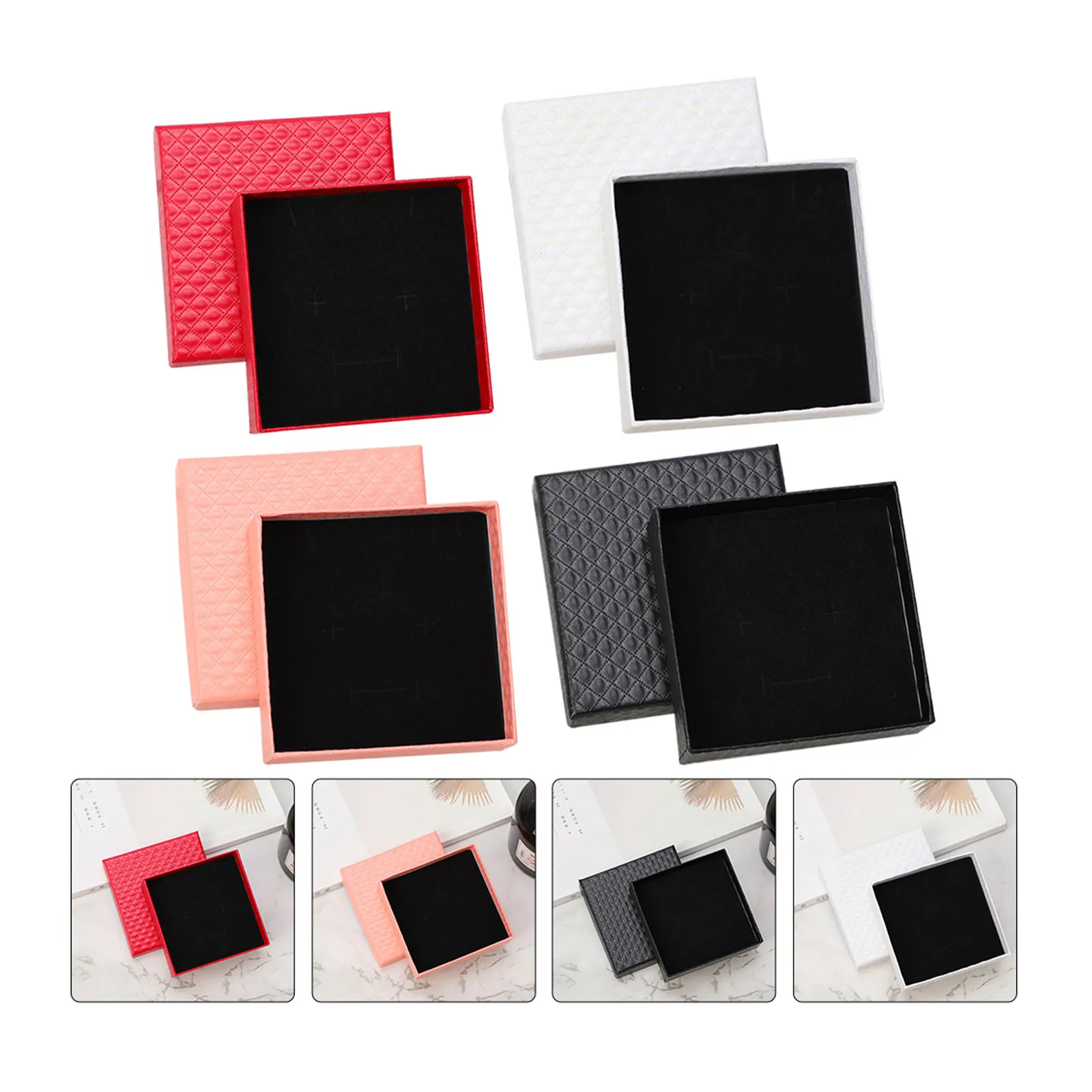 4Pcs Compact Jewelry Gift Box Set Cardboard Ring Necklace Earring Storage Organizer Portable Travel Jewelry Packaging Box
4Pcs Compact Jewelry Gift Box Set Cardboard Ring Necklace Earring Storage Organizer Portable Travel Jewelry Packaging Box