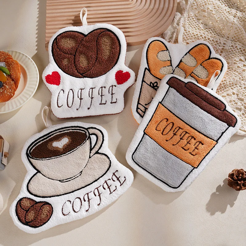 New Coffee Towel, Thickened Coral Velvet Embroidered Towel, Cute Towel, Kitchen and Bathroom Towel 
New Coffee Towel, Thickened Coral Velvet Embroidered Towel, Cute Towel, Kitchen and Bathroom Towel