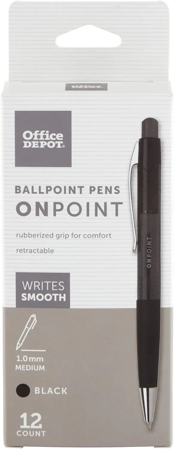 Soft Grip Retractable Ballpoint Pens Medium Point 1.0 mm Black Ink for Office School Writing Pack of 12
Soft Grip Retractable Ballpoint Pens Medium Point 1.0 mm Black Ink for Office School Writing Pack of 12