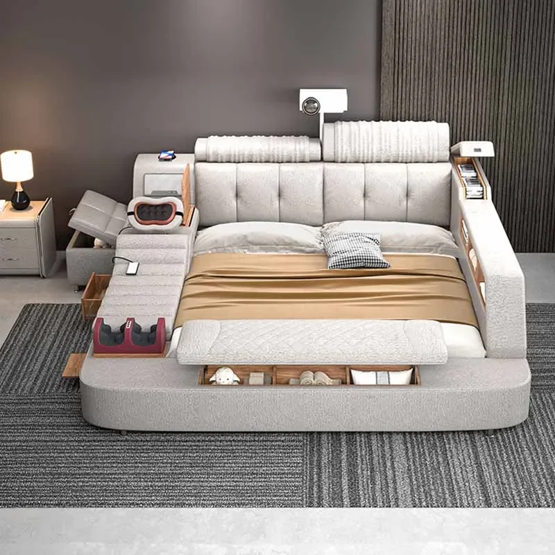 Storage European Double Bed Modern Queen Headrest King Size Double Bed Smart Massage Luzko Wielofunkcyjne Furniture For Bedroom
Storage European Double Bed Modern Queen Headrest King Size Double Bed Smart Massage Luzko Wielofunkcyjne Furniture For Bedroom
