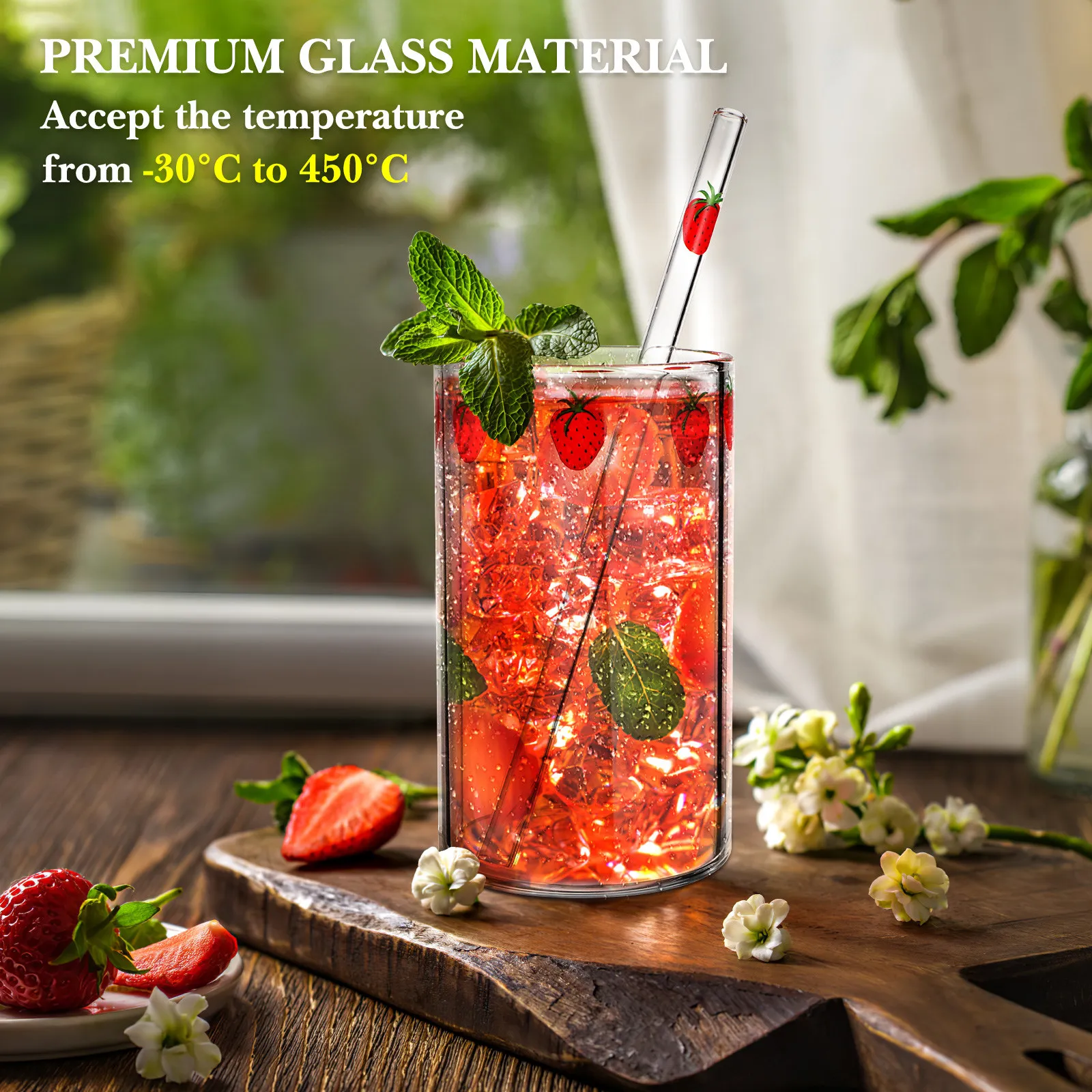 Strawberry Glass Cup Straw Compact Design High Temperature Resistant Microwave Safe for Juice Water Milk Coffee Tea Drinking
Strawberry Glass Cup Straw Compact Design High Temperature Resistant Microwave Safe for Juice Water Milk Coffee Tea Drinking