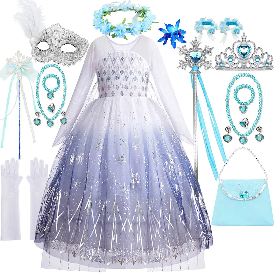 Disney Summer Clothing Snow Queen Gowns Princess Elsa Cosplay Cute White Dress For Girls Halloween Party Carnival Costumes Set
Disney Summer Clothing Snow Queen Gowns Princess Elsa Cosplay Cute White Dress For Girls Halloween Party Carnival Costumes Set