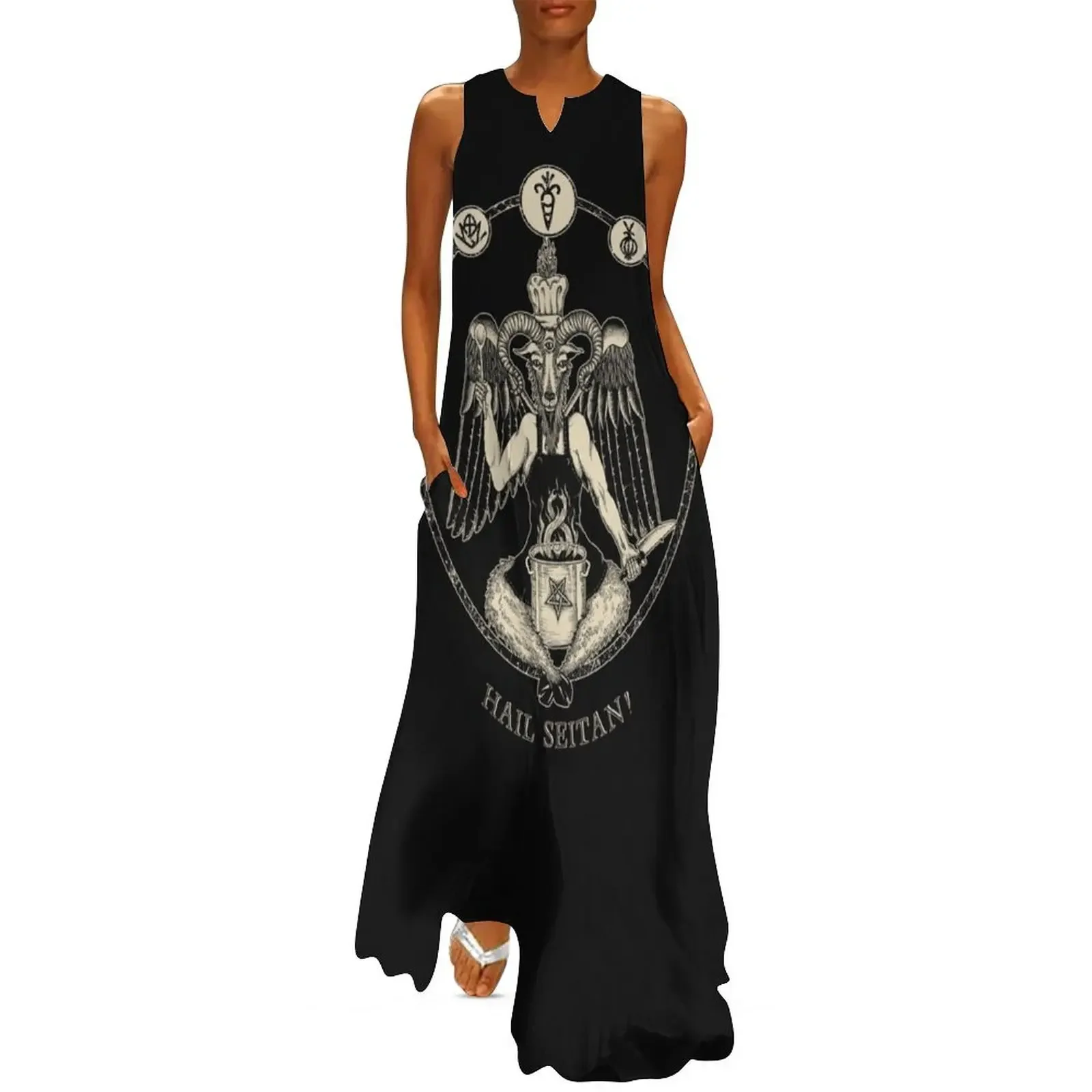 Vegan Chef Baphomet: Hail Seitan! Long Dress Women's skirt beach outfits for women Dress
Vegan Chef Baphomet: Hail Seitan! Long Dress Women's skirt beach outfits for women Dress