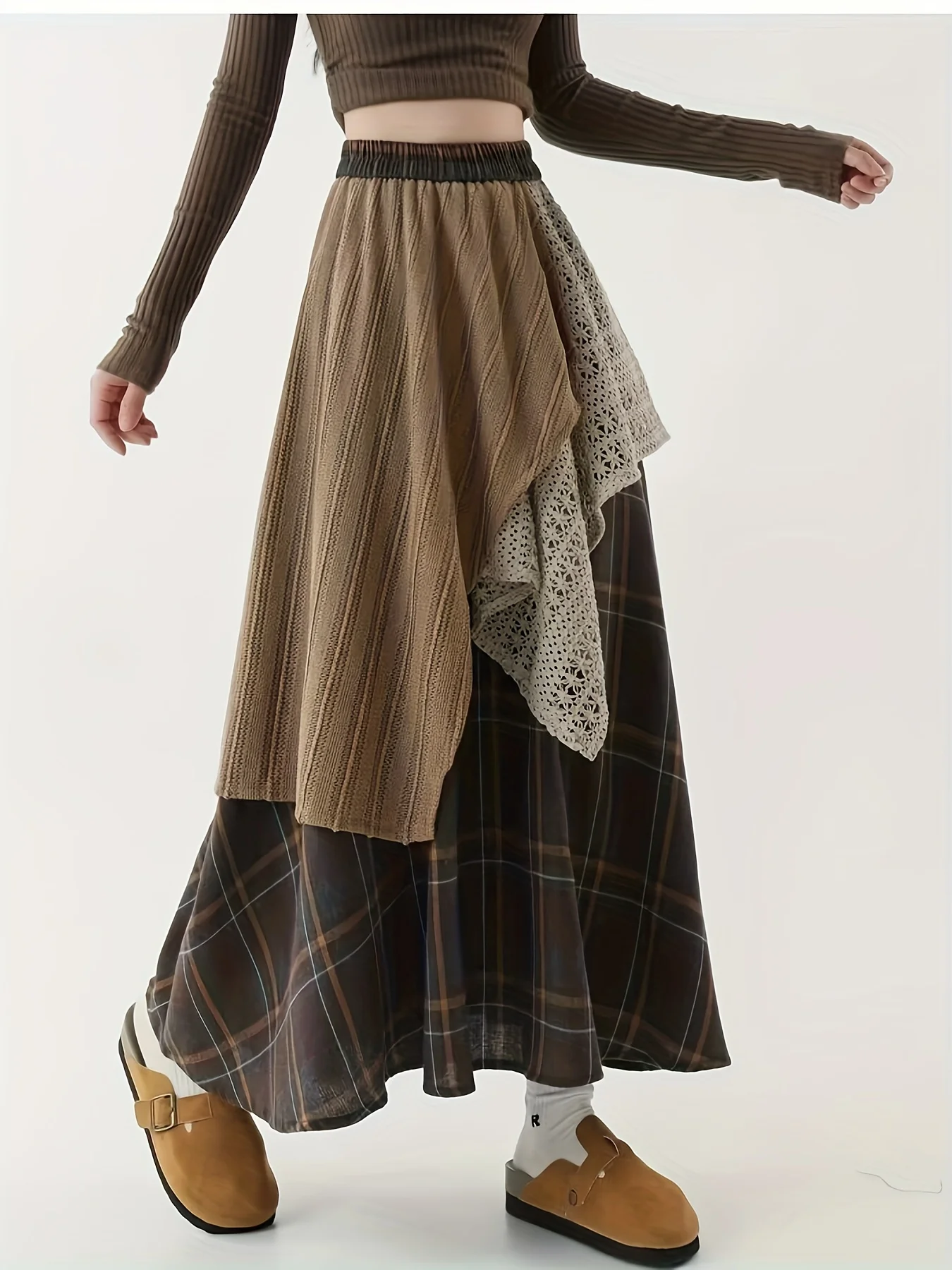 Women Autumn Winter Vintage Skirt Irregular A Line Plaid Lace Trim High Waist Loose Fit Casual Daily Wear
Women Autumn Winter Vintage Skirt Irregular A Line Plaid Lace Trim High Waist Loose Fit Casual Daily Wear