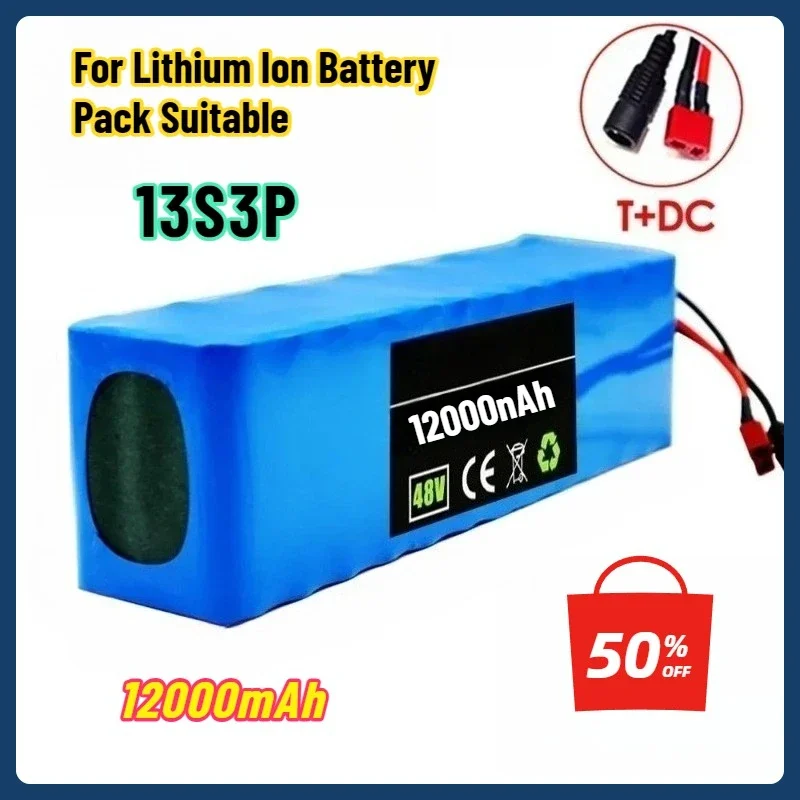 New 18650 48V 12000mAh 13S3P DC/T Lithium Ion Battery Pack Suitable for 48V Motors with
New 18650 48V 12000mAh 13S3P DC/T Lithium Ion Battery Pack Suitable for 48V Motors with