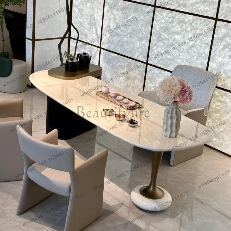 Balcony tea table natural travertine small tea table high-end customization
Balcony tea table natural travertine small tea table high-end customization