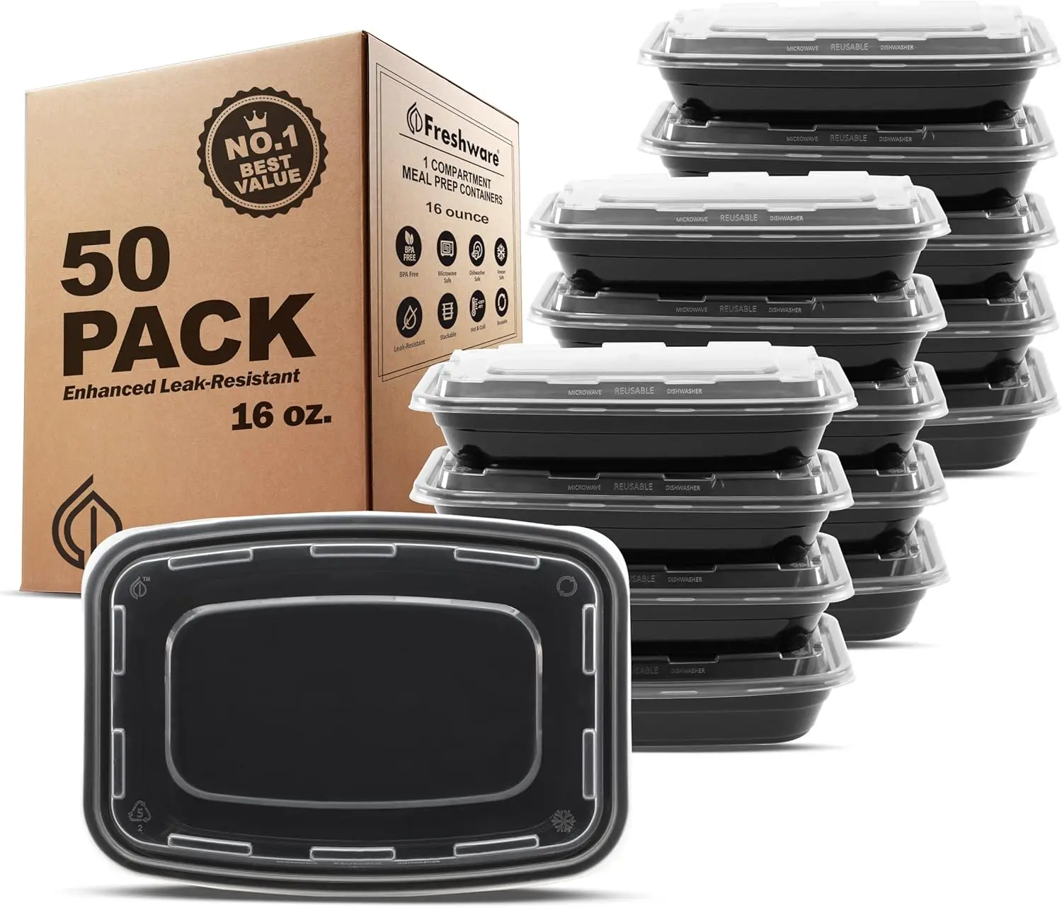 Meal Prep Containers 50 Pack with Lids, 1 Compartment Bento Box for Portion Control, Stackable & Reusable
Meal Prep Containers 50 Pack with Lids, 1 Compartment Bento Box for Portion Control, Stackable & Reusable