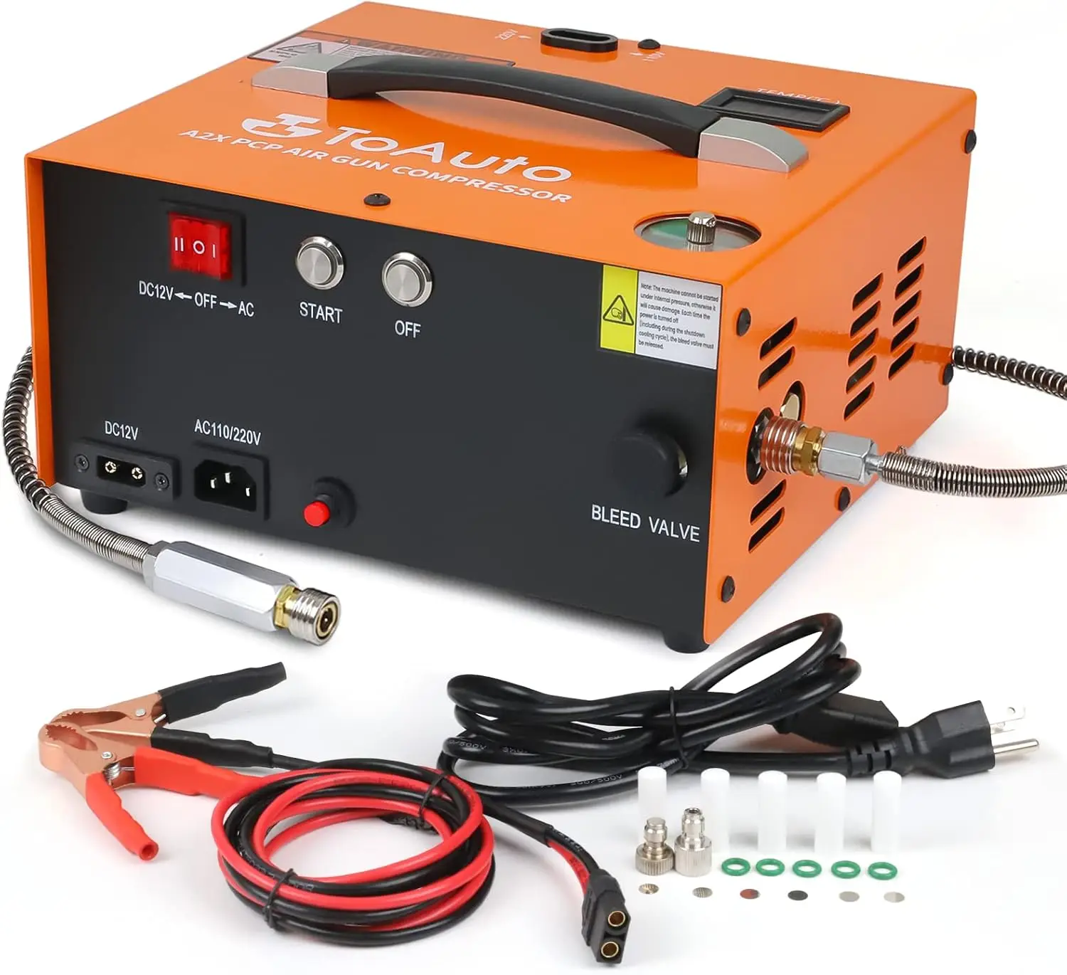TOAUTO A2X Upgraded PCP Air Compressor One Button Start Auto-Stop Portable 4500Psi/30Mpa Oil/Water-Free HPA Compressor 12VDC
TOAUTO A2X Upgraded PCP Air Compressor One Button Start Auto-Stop Portable 4500Psi/30Mpa Oil/Water-Free HPA Compressor 12VDC