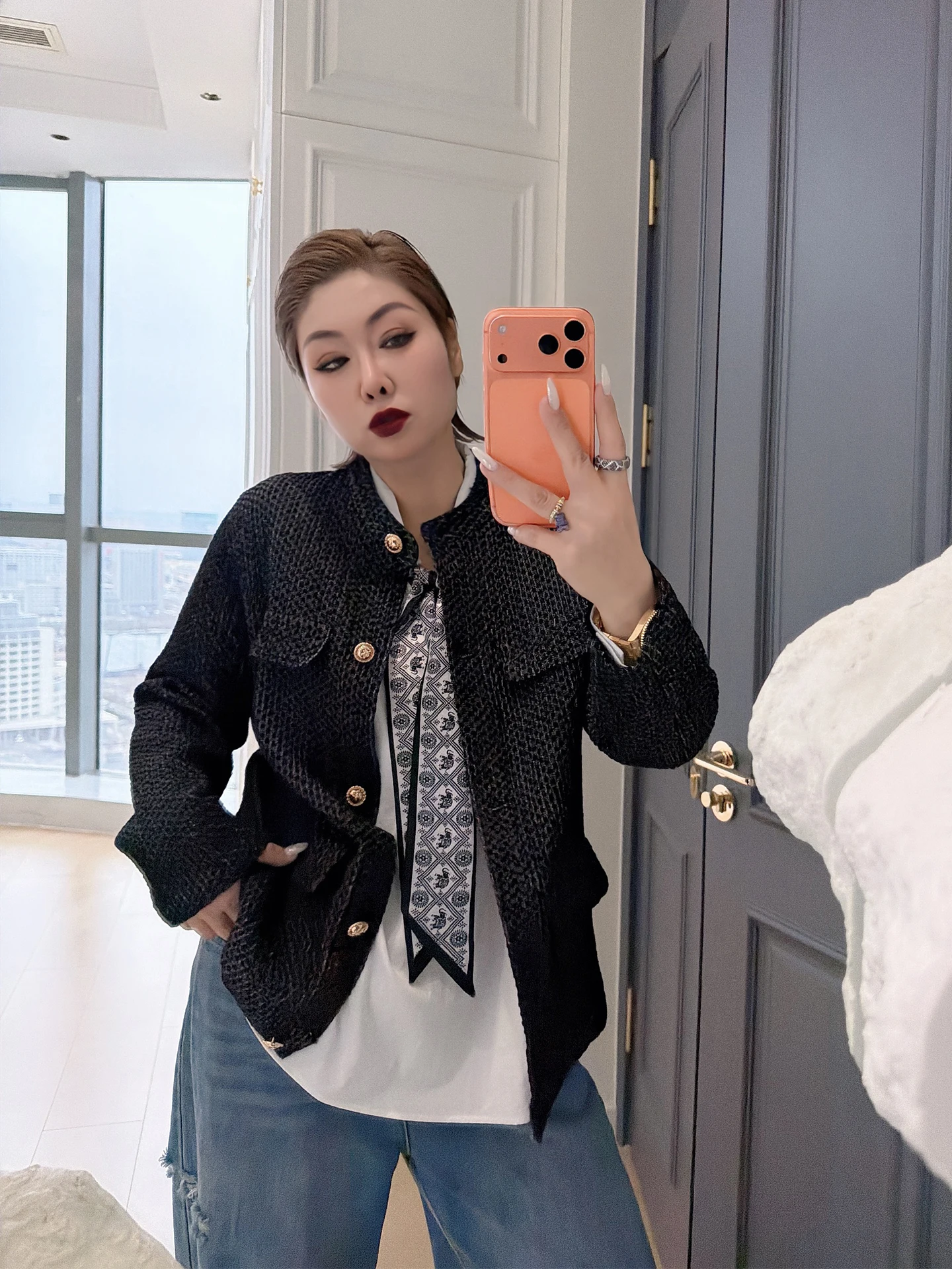 Ele plus Size Long Sve Jaet Loose Fit Casual Versatile 200 Pou Fat MM Small Fraance Sle Slimming Top
Ele plus Size Long Sve Jaet Loose Fit Casual Versatile 200 Pou Fat MM Small Fraance Sle Slimming Top