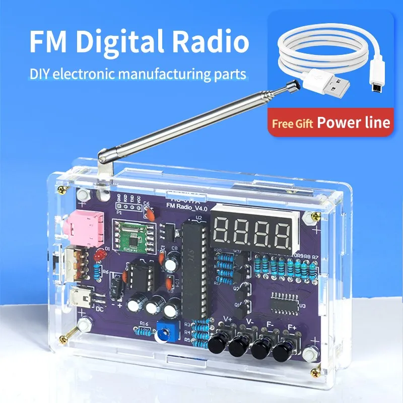 FM Radio DIY Kit RDA5807S Radio Receiver Assembly Module Kit 87MHz-108MHz Frequency Modulation TDA2822 Power Amplifier with Case
FM Radio DIY Kit RDA5807S Radio Receiver Assembly Module Kit 87MHz-108MHz Frequency Modulation TDA2822 Power Amplifier with Case