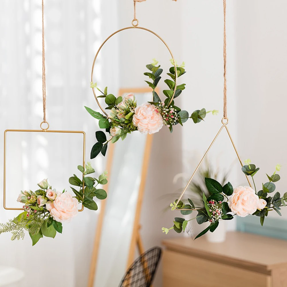 Artificial Wall Hanging Iron Floral Wreath Wedding Backdrop Decoration Hemp Rope Rust Resistant High Gloss Geometric
Artificial Wall Hanging Iron Floral Wreath Wedding Backdrop Decoration Hemp Rope Rust Resistant High Gloss Geometric