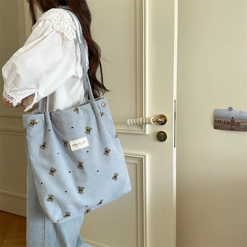 Dual Strap Bag Trendy Corduroy Tote Bag Large Capacity Handbag Versatile Magnetic Closure Bag For Campus Life Daily School Use Dual Strap Bag Trendy Corduroy Tote Bag Large Capacity Handbag Versatile Magnetic Closure Bag For Campus Life Daily School Use