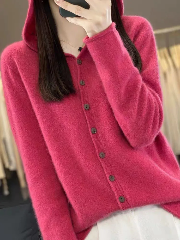 New autumn and winter imitation wool knitted hooded cardigan for women, simple and fashionable outerwear top
New autumn and winter imitation wool knitted hooded cardigan for women, simple and fashionable outerwear top