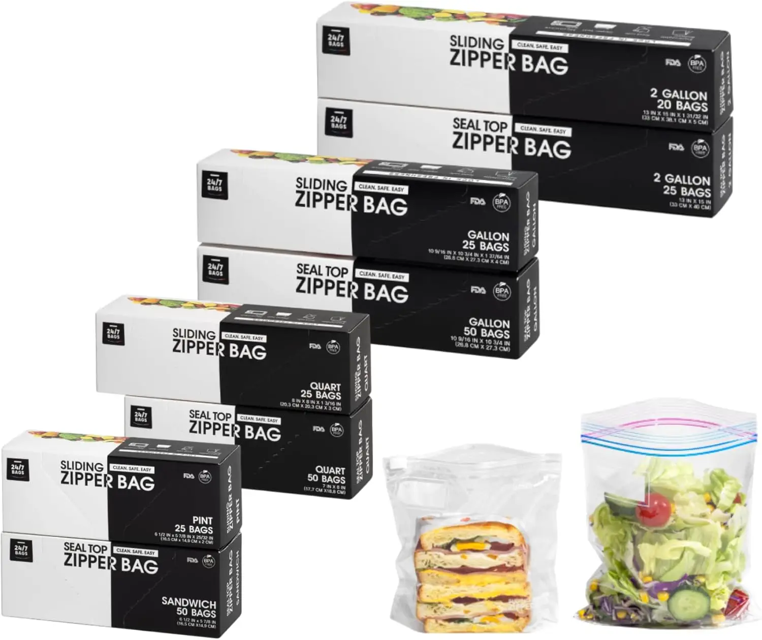 270 Count Food Storage Bags, 8 Sizes Including 2 Gallon, Slider Seal, BPA Free & Microwave Safe
270 Count Food Storage Bags, 8 Sizes Including 2 Gallon, Slider Seal, BPA Free & Microwave Safe