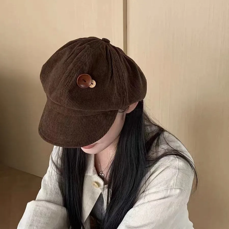 Autumn Winter Button Corduroy Beret Cap For Women Painter Artist Hat Adjustable Octagonal Cap Retro Y2K Girls Brown Peaked Caps
Autumn Winter Button Corduroy Beret Cap For Women Painter Artist Hat Adjustable Octagonal Cap Retro Y2K Girls Brown Peaked Caps