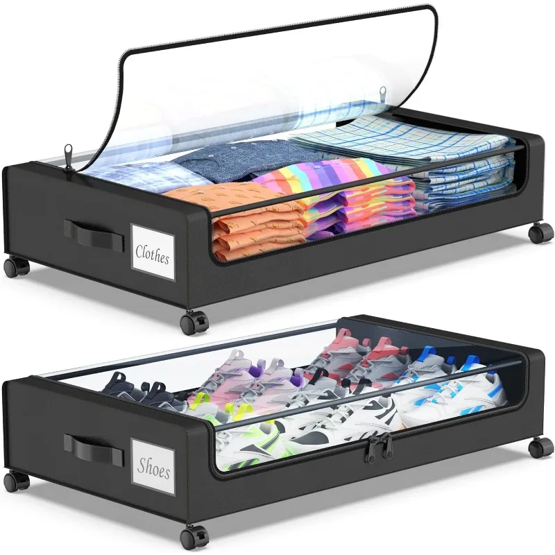 Under Bed Storage with Wheels, 2-Pack Under Bed Storage Containers with Clear Lids, XXL
Under Bed Storage with Wheels, 2-Pack Under Bed Storage Containers with Clear Lids, XXL