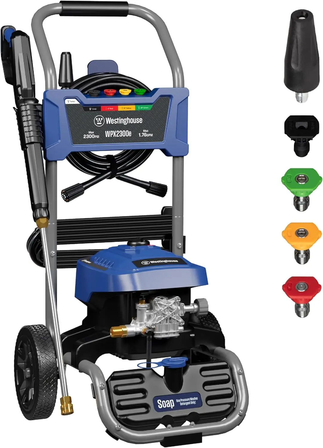 WPX2300e Electric Pressure Washer, 2300 Max PSI and 1.76 Max GPM, Induction Motor, Onboard Soap Tank, Spray Gun and Wand, 5
WPX2300e Electric Pressure Washer, 2300 Max PSI and 1.76 Max GPM, Induction Motor, Onboard Soap Tank, Spray Gun and Wand, 5