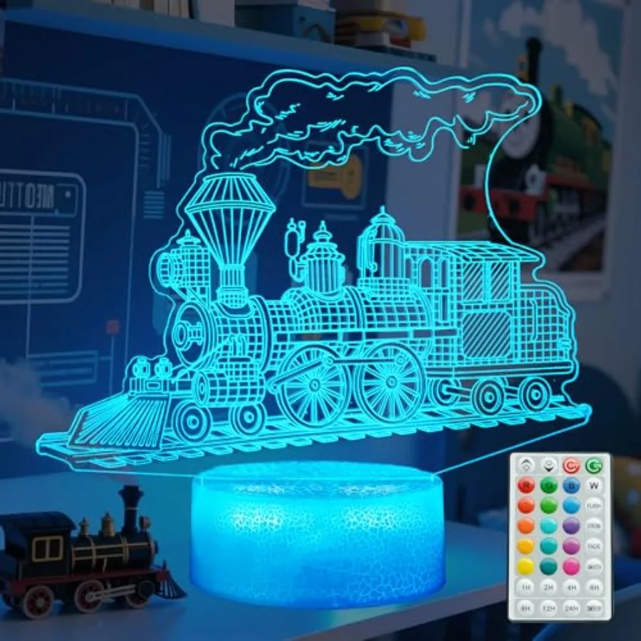 Train Night Light, Train Gifts, D Illusion Night Light with s Changing, Remote Control with Timer, Room Decoration for Holiday
Train Night Light, Train Gifts, D Illusion Night Light with s Changing, Remote Control with Timer, Room Decoration for Holiday