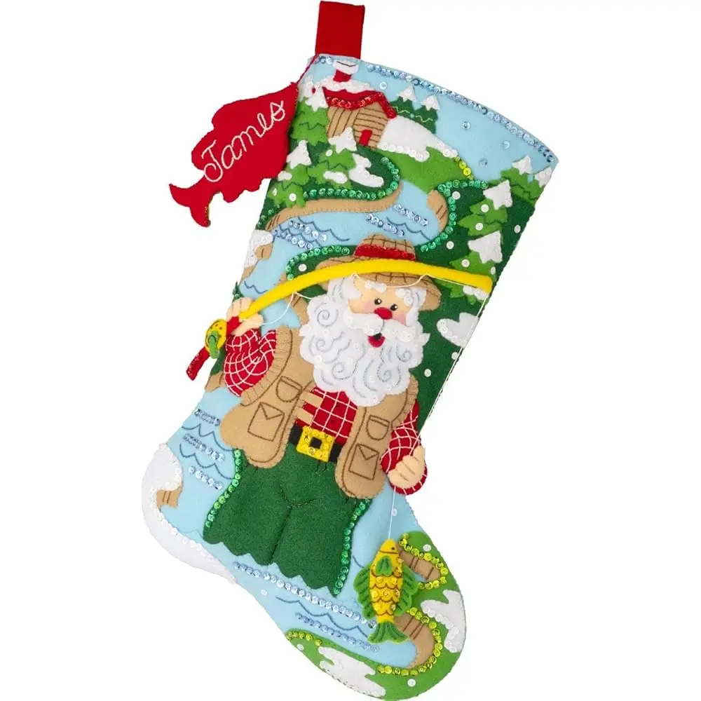 , Felt Applique 18\ Stocking Making Kit, Fly Fishing Santa, Perfect for DIY Arts and Crafts
, Felt Applique 18\ Stocking Making Kit, Fly Fishing Santa, Perfect for DIY Arts and Crafts