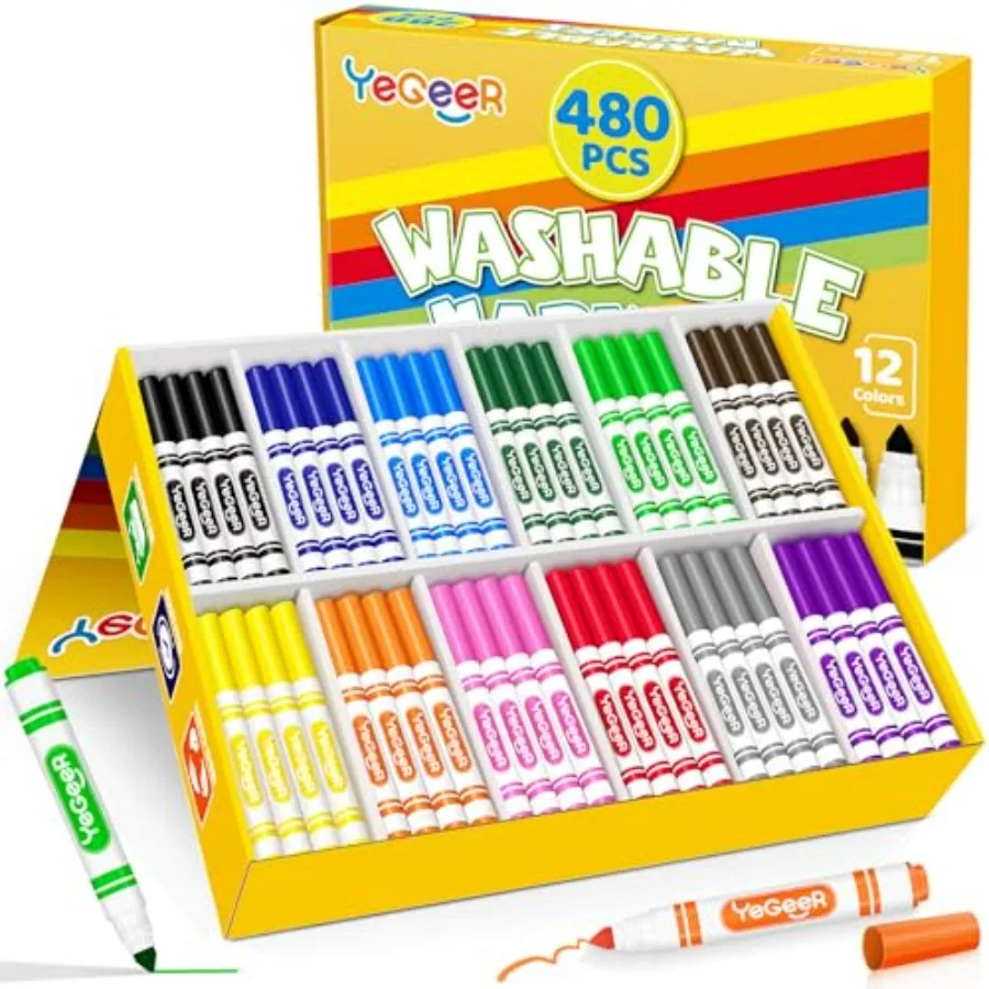 480 Count Washable Markers Bulk 12 Assorted Colors Broad Tip Markers for Teachers and Classroom Supplies Perfect for Art and Co
480 Count Washable Markers Bulk 12 Assorted Colors Broad Tip Markers for Teachers and Classroom Supplies Perfect for Art and Co