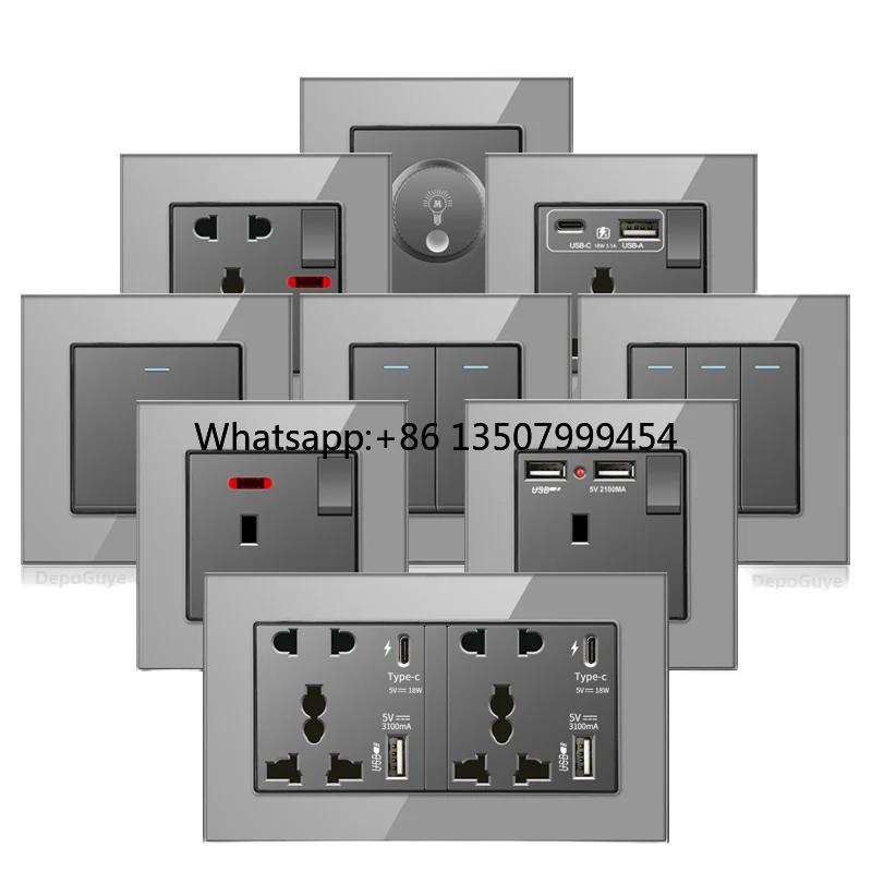 16A 220V 3-Way Gray Glass Hong Kong/Macau Version Electric Light Fixture British Standard TYPE-C Fast
16A 220V 3-Way Gray Glass Hong Kong/Macau Version Electric Light Fixture British Standard TYPE-C Fast