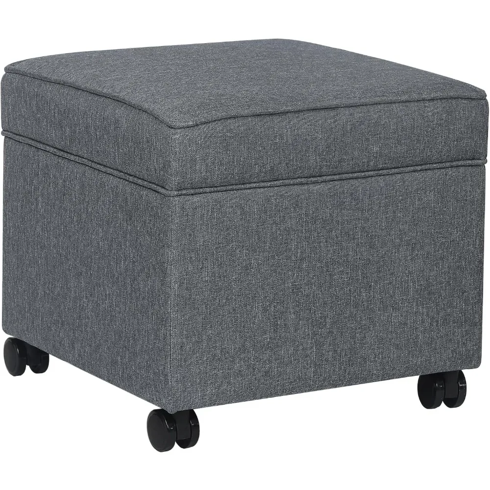 17.5" Square Fabric Ottoman with Storage, Upholstered Cotton Linen Foot Rest, Flip Top Footstool, Small Cube Coffee Table 
17.5" Square Fabric Ottoman with Storage, Upholstered Cotton Linen Foot Rest, Flip Top Footstool, Small Cube Coffee Table