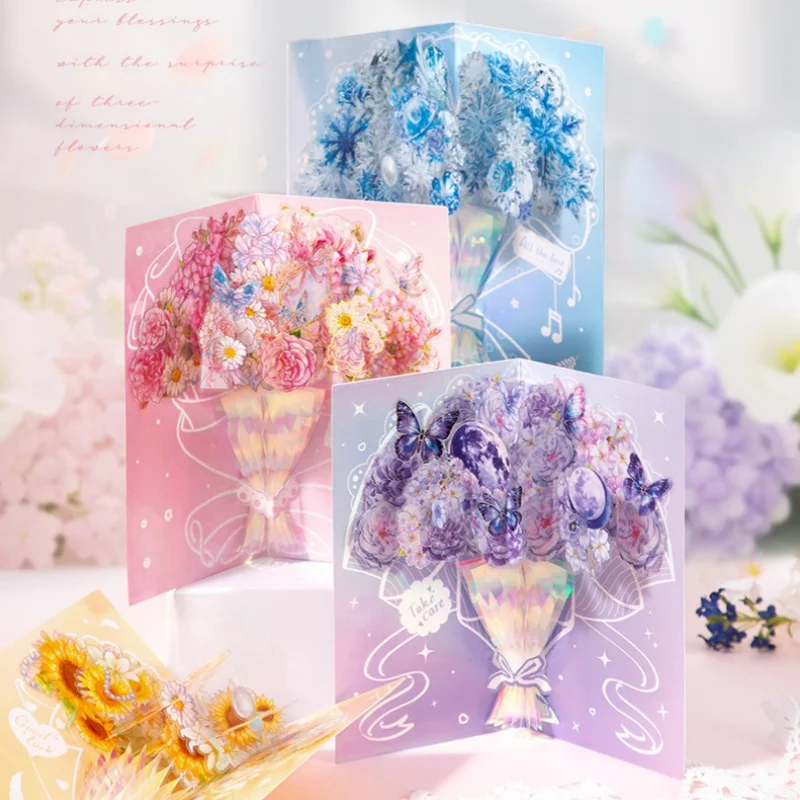 3D Pop-up Flower Bouquet Greeting Card English Inside Cover Stamped Silver Holiday Bouquet Greeting Card 
3D Pop-up Flower Bouquet Greeting Card English Inside Cover Stamped Silver Holiday Bouquet Greeting Card