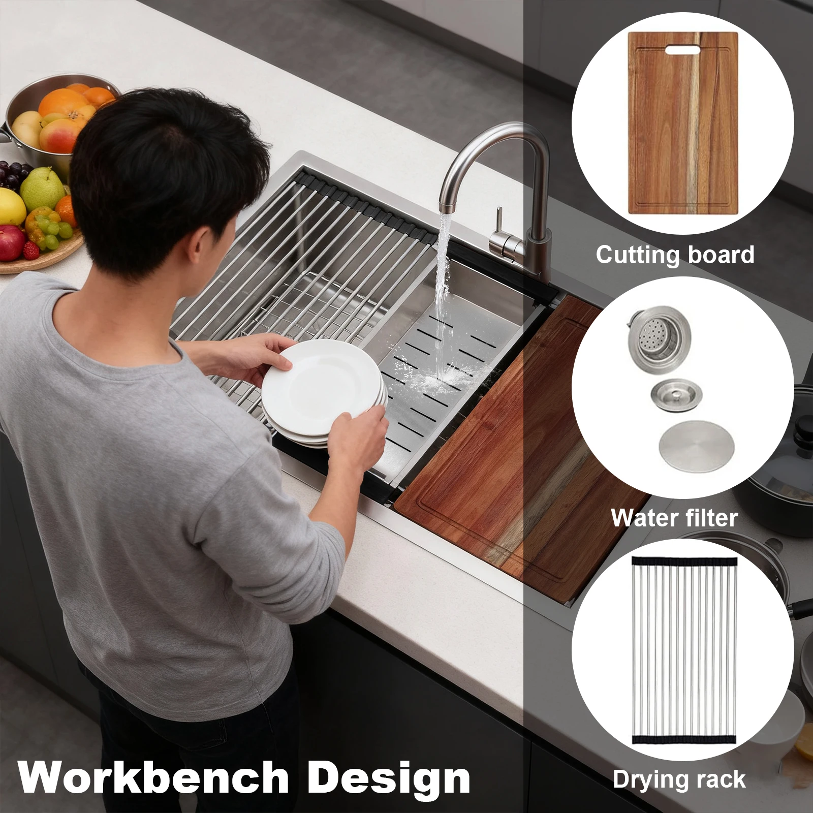 16 Gauge Undermount Kitchen Sink with Bottom Grid Basket Strainer 30/33 Inch Built-in Kitchen Sink with Accessories Washing Sink
16 Gauge Undermount Kitchen Sink with Bottom Grid Basket Strainer 30/33 Inch Built-in Kitchen Sink with Accessories Washing Sink