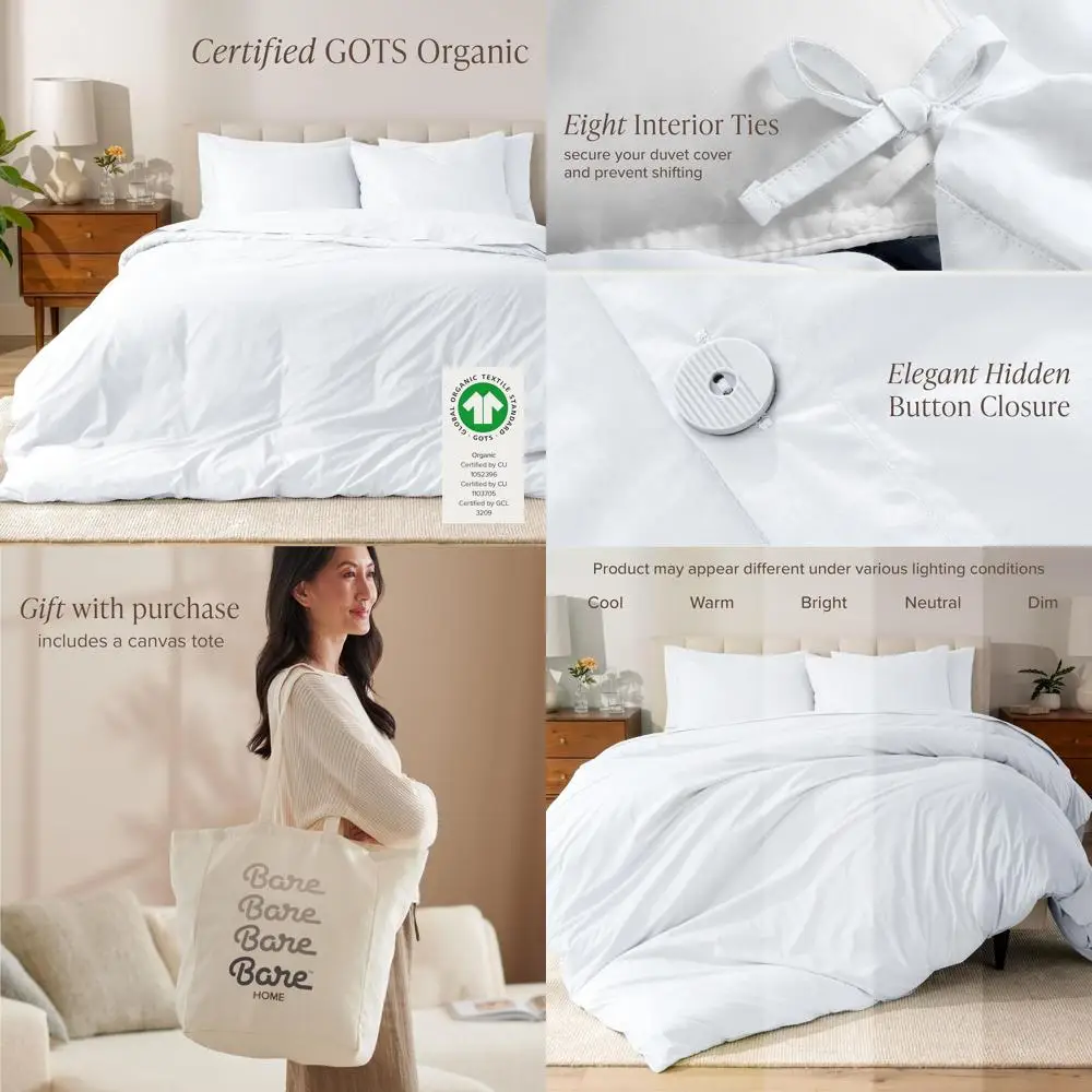 Комплект пододеяльников Queen из 100% органического хлопка — Crisp Percale Weave — Легкий и дышащий — Охлаждающий комплект пододеяльников (Queen, Whi
Комплект пододеяльников Queen из 100% органического хлопка — Crisp Percale Weave — Легкий и дышащий — Охлаждающий комплект пододеяльников (Queen, Whi