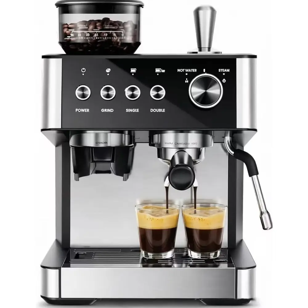hines with Grinder, 20 Bar Proional Maker with Removable Water Tank, Hot Water unction,Milk rother Steam Wand or Latte&puccino(B
hines with Grinder, 20 Bar Proional Maker with Removable Water Tank, Hot Water unction,Milk rother Steam Wand or Latte&puccino(B