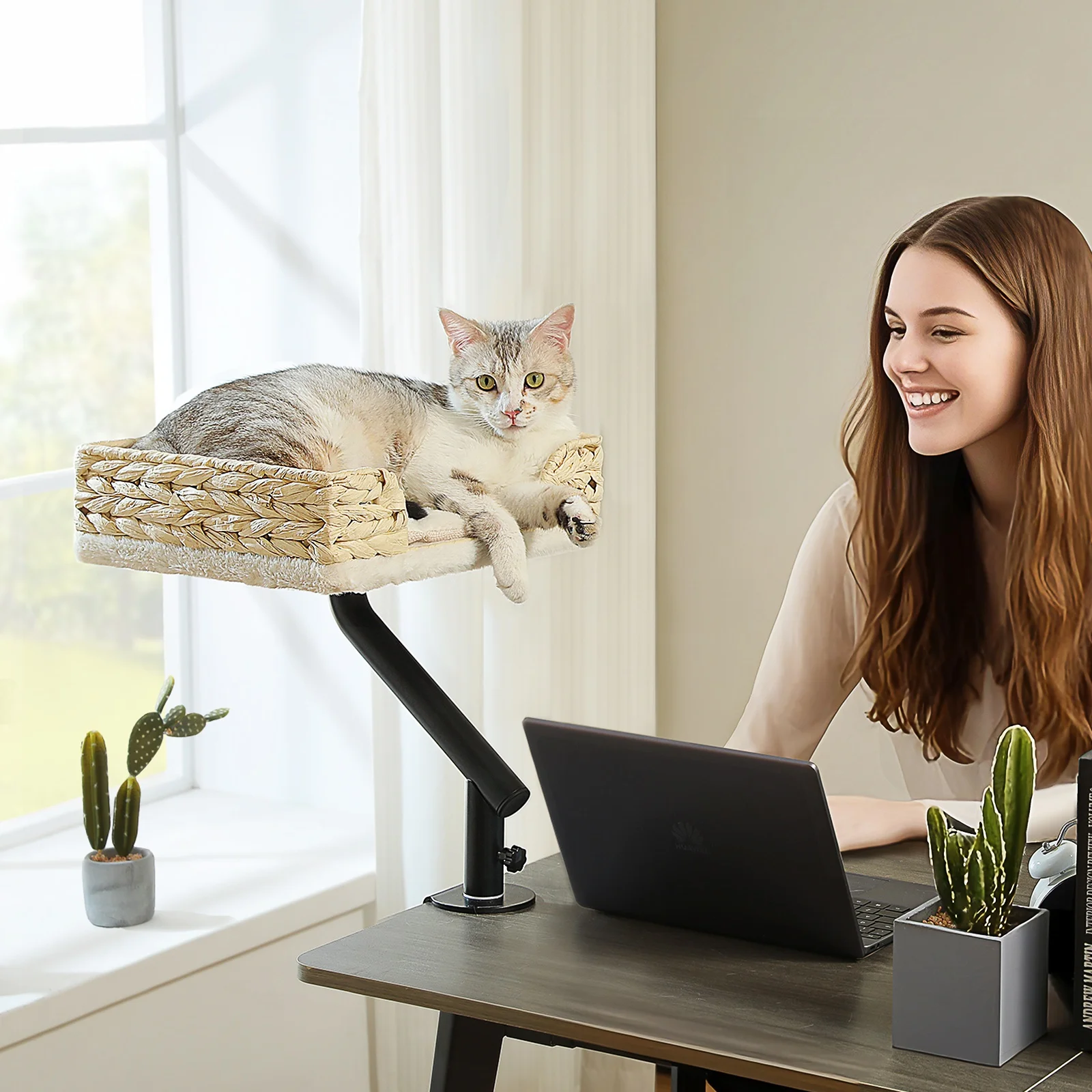 Large Cat Desk Bed for Indoor Cats, Cat Bed for Desk Supports Up to 50 Lbs, 360° Rotation & Adjustable, Sturdy Double-Clip, Brea
Large Cat Desk Bed for Indoor Cats, Cat Bed for Desk Supports Up to 50 Lbs, 360° Rotation & Adjustable, Sturdy Double-Clip, Brea