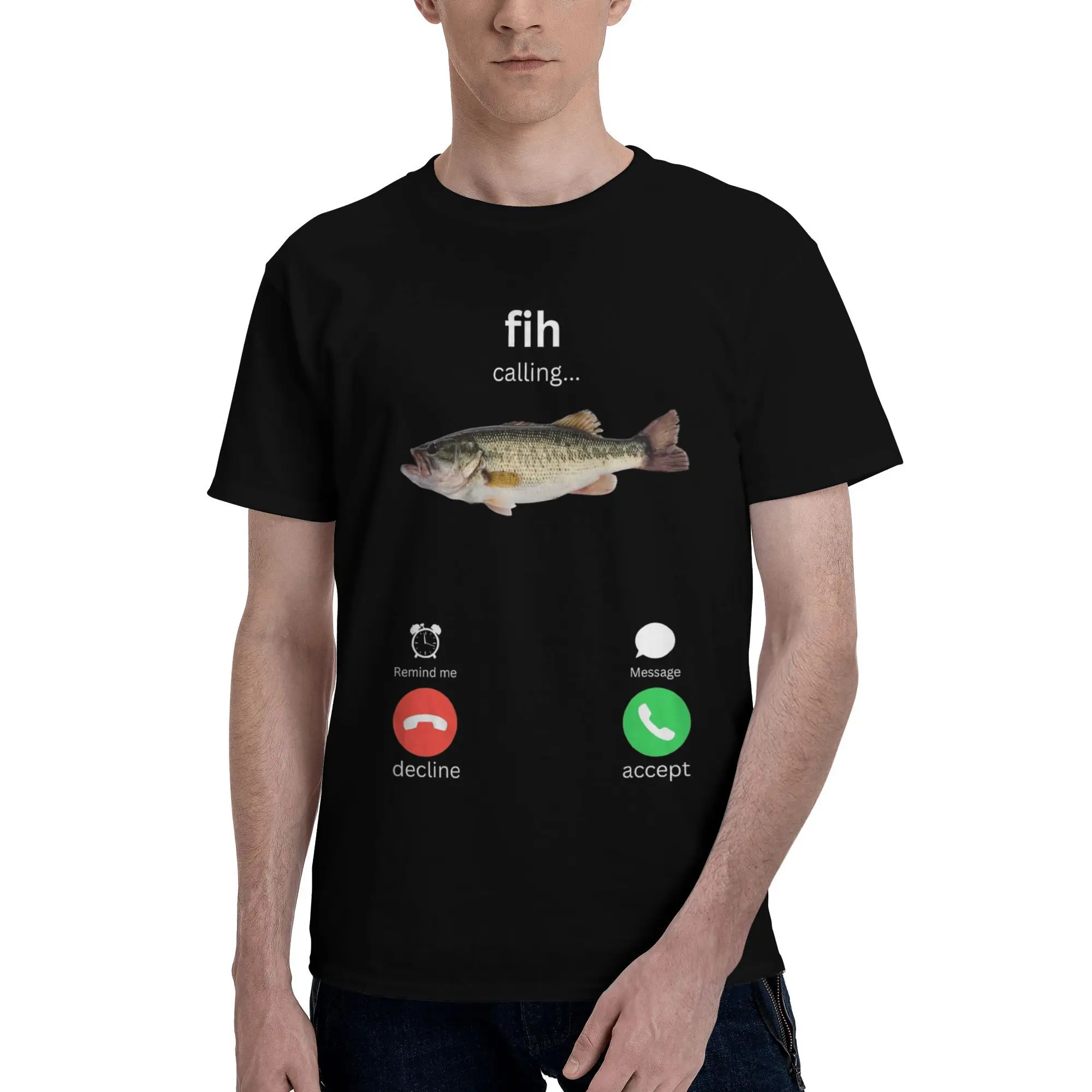Футболка «Fih Calling Remind Me Message Decline Accept Phone Call Fish» Летние хлопковые футболки для мужчин Свободная футболка в стиле хип-хоп 
Футболка «Fih Calling Remind Me Message Decline Accept Phone Call Fish» Летние хлопковые футболки для мужчин Свободная футболка в стиле хип-хоп