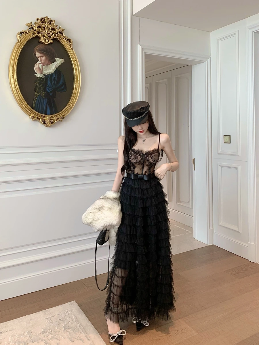 High Waist Long Skirt Set Lace Waist Cinched Underwear Outerwear Base Layer Strap Net Cake Skirt Polyester Zipper Decorated S...
High Waist Long Skirt Set Lace Waist Cinched Underwear Outerwear Base Layer Strap Net Cake Skirt Polyester Zipper Decorated S...