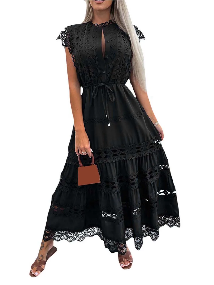Dourbesty Women Long Dress, Fly Sleeve Button-down Patchwork Loose Swing Dress Summer Dress
Dourbesty Women Long Dress, Fly Sleeve Button-down Patchwork Loose Swing Dress Summer Dress