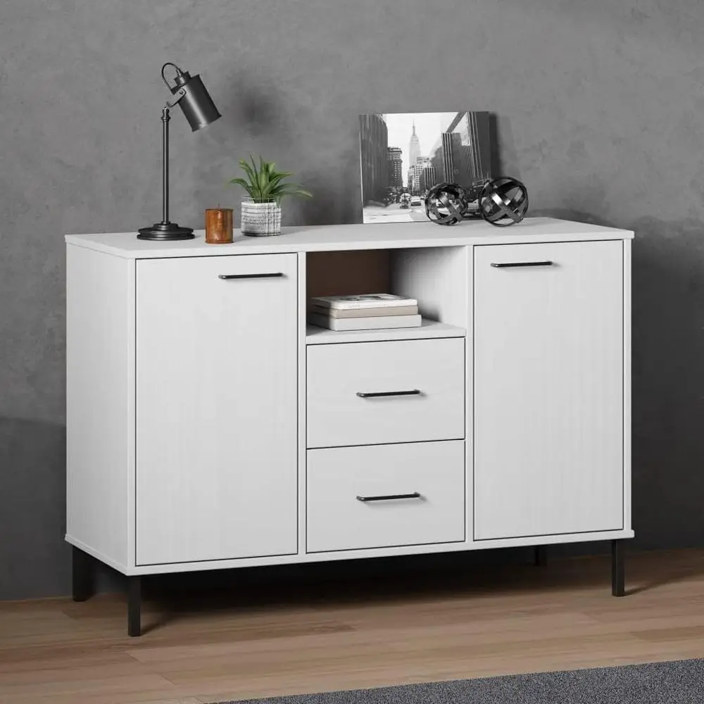 Matte White 44.5 Pine Sideboard with 2 Drawers, 3 Shelves, and Black Legs - Liquor and Coffee Bar Cabinet
Matte White 44.5 Pine Sideboard with 2 Drawers, 3 Shelves, and Black Legs - Liquor and Coffee Bar Cabinet
