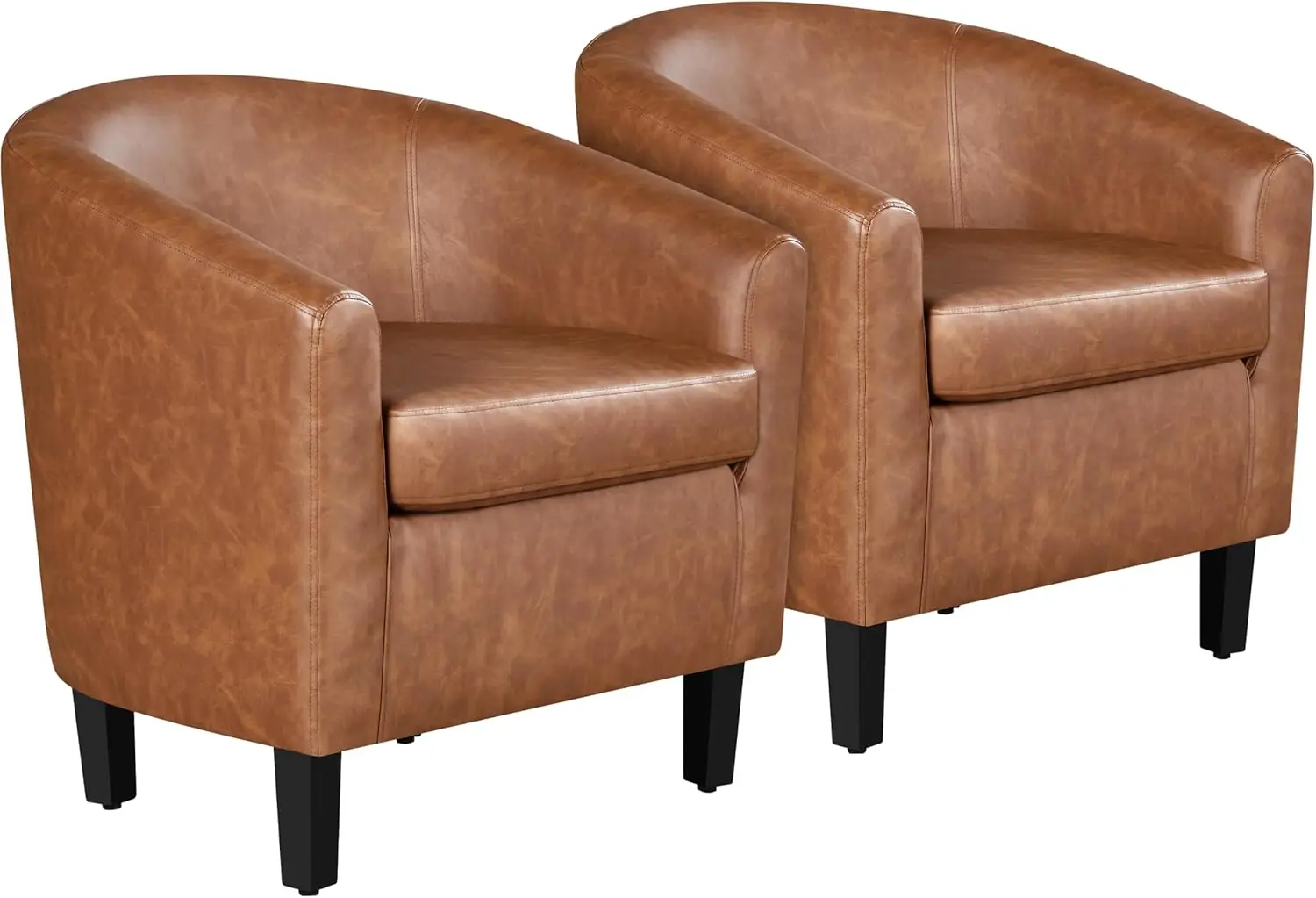 Set of 2 Brown Faux Leather Barrel Chairs, Modern Comfortable Armchairs for Living Room, Bedroom, or Waiting Area
Set of 2 Brown Faux Leather Barrel Chairs, Modern Comfortable Armchairs for Living Room, Bedroom, or Waiting Area