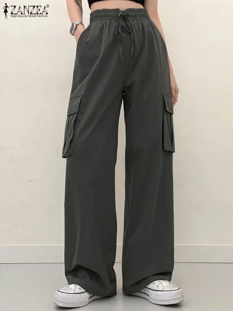 Women Fashion Pockets Overalls ZANZEA 2023 Vintage Cargo Pants Baggy Wide Leg Elastic High Waist Pantalons Straight Trousers
Women Fashion Pockets Overalls ZANZEA 2023 Vintage Cargo Pants Baggy Wide Leg Elastic High Waist Pantalons Straight Trousers