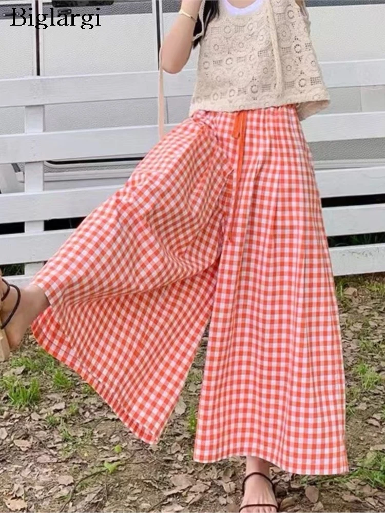 Spring Summer Pant Women Plaid Print Fashion Casual Ladies Trousers Elastic High Waist Korean Style Loose Woman Wide Leg Pants
Spring Summer Pant Women Plaid Print Fashion Casual Ladies Trousers Elastic High Waist Korean Style Loose Woman Wide Leg Pants