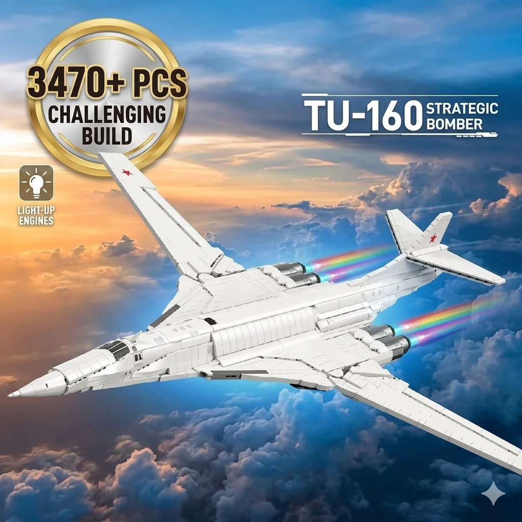3470PCS MOC Tu-160 Strategic Bomber Building Blocks with LED Light DIY Military Aircraft Model Bricks Supersonic Plane Toy Adult
3470PCS MOC Tu-160 Strategic Bomber Building Blocks with LED Light DIY Military Aircraft Model Bricks Supersonic Plane Toy Adult