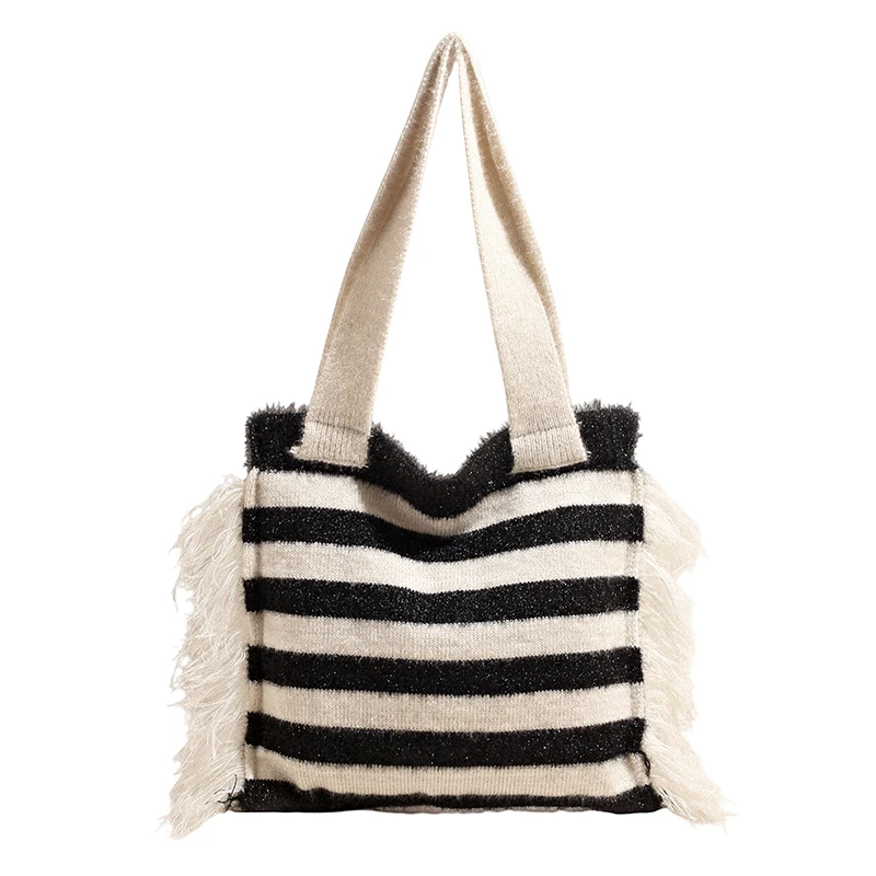 Женская весенняя универсальная вязаная сумка через плечо 2026 года, новинка, большая вместительная сумка-тоут с кисточками для поездок на работу, модная полосатая сумка для пляжа/шопинга
Женская весенняя универсальная вязаная сумка через плечо 2026 года, новинка, большая вместительная сумка-тоут с кисточками для поездок на работу, модная полосатая сумка для пляжа/шопинга