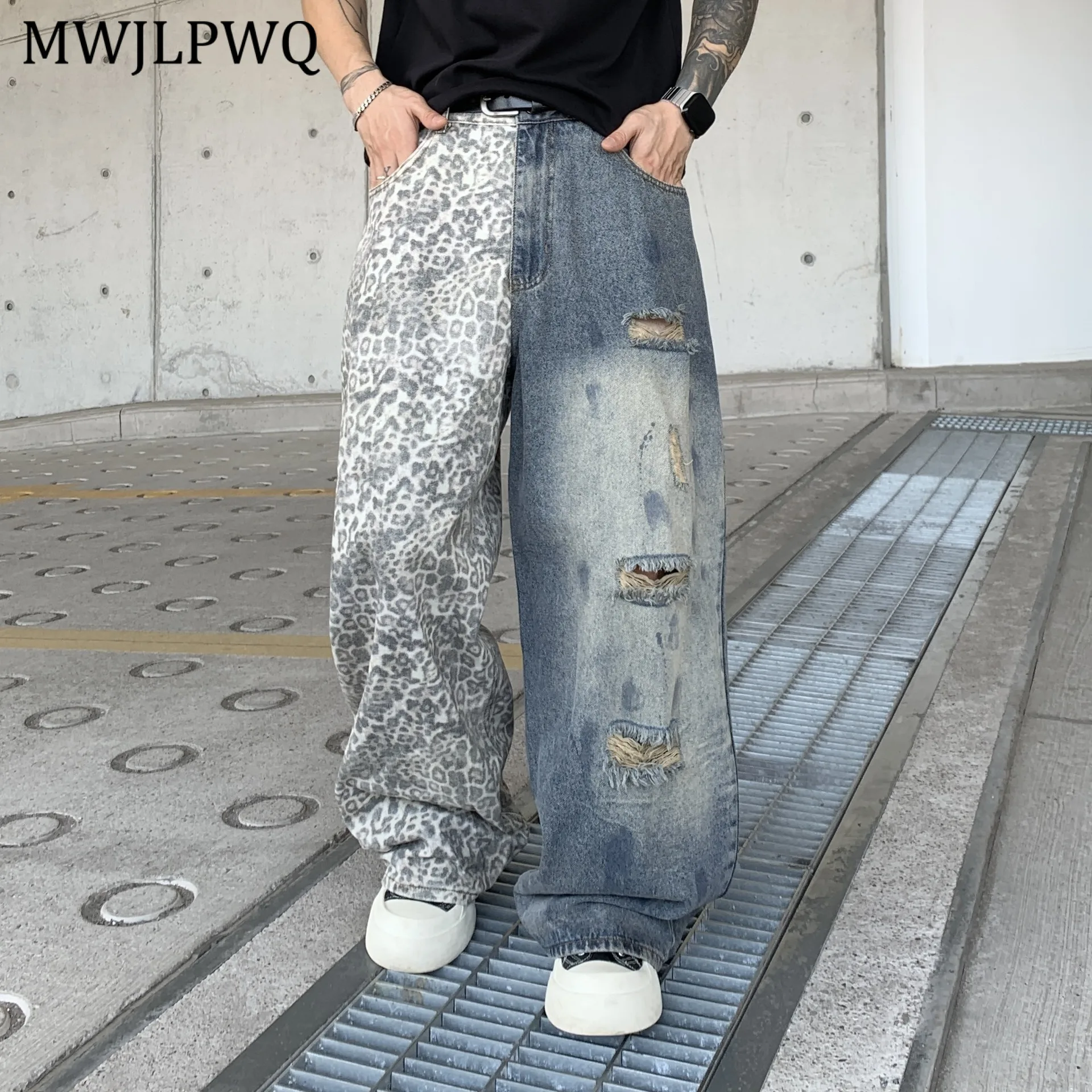 MWJLPWQ American Leopard Print Patchwork Jeans For Men Autumn New Washed Vintage Streetwear Trendy Straight Ripped Pants 11400
MWJLPWQ American Leopard Print Patchwork Jeans For Men Autumn New Washed Vintage Streetwear Trendy Straight Ripped Pants 11400