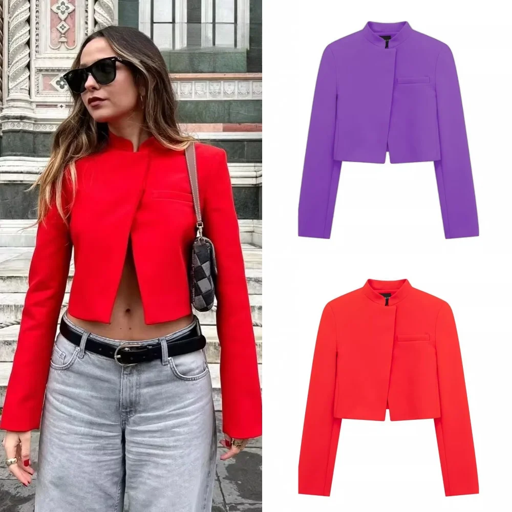 2024 Autumn Elegant Women Stand Collar Short Jacket Vintage Long Sleeve Snap-button Female Outerwear Chic Tops Short Suit Jacket
2024 Autumn Elegant Women Stand Collar Short Jacket Vintage Long Sleeve Snap-button Female Outerwear Chic Tops Short Suit Jacket