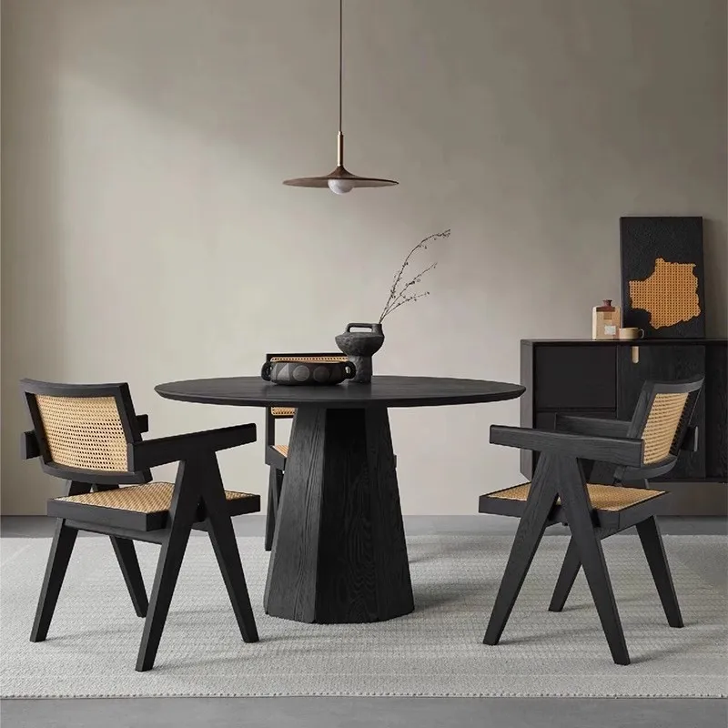 Retro Home Dining Table Medium Antique Ash Wood Round Dining Table Minimalist Slate Table
Retro Home Dining Table Medium Antique Ash Wood Round Dining Table Minimalist Slate Table