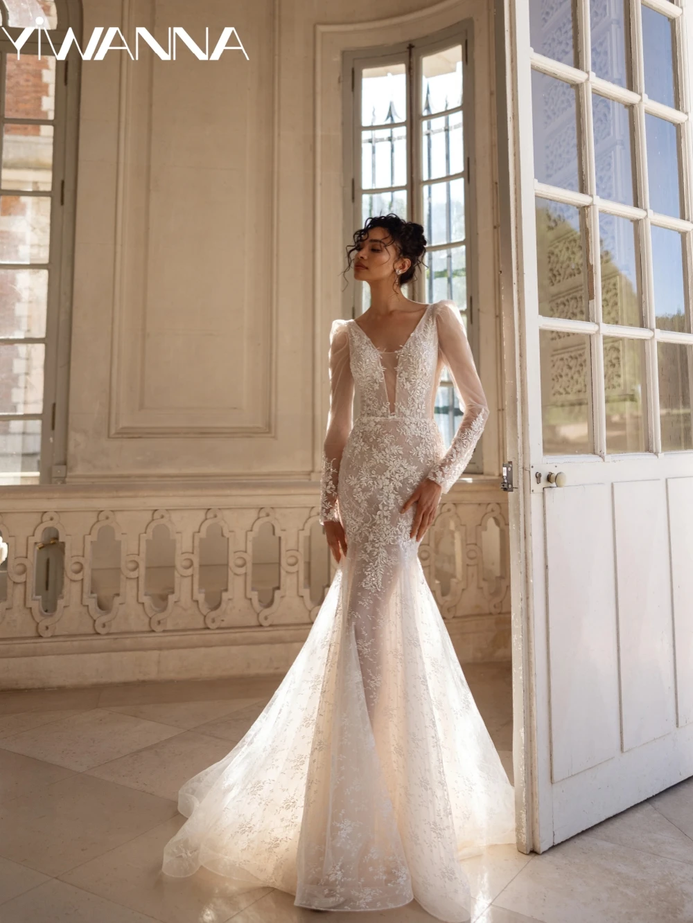Charming Beaded Lace Appliques Mermaid Wedding Dress Sexy V-neck Backless Bridal Gown Customized Long Sleeve Dresses For Bride
Charming Beaded Lace Appliques Mermaid Wedding Dress Sexy V-neck Backless Bridal Gown Customized Long Sleeve Dresses For Bride