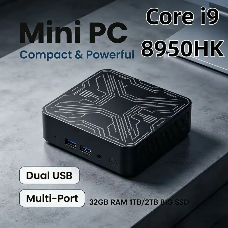 Compact Portable Business Mini PC Core I9 8950HK WiFi6 BT5.2 Dual Gigabit Ports Slim Triple 4K Multi Display Office Desktop Host
Compact Portable Business Mini PC Core I9 8950HK WiFi6 BT5.2 Dual Gigabit Ports Slim Triple 4K Multi Display Office Desktop Host