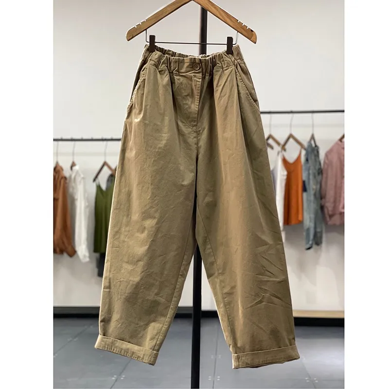 2022 New Arrival Autumn Arts Style Women All-matched Cotton Ankle-length Pants Casual Loose Elastic Waist Harem Pants V814
2022 New Arrival Autumn Arts Style Women All-matched Cotton Ankle-length Pants Casual Loose Elastic Waist Harem Pants V814