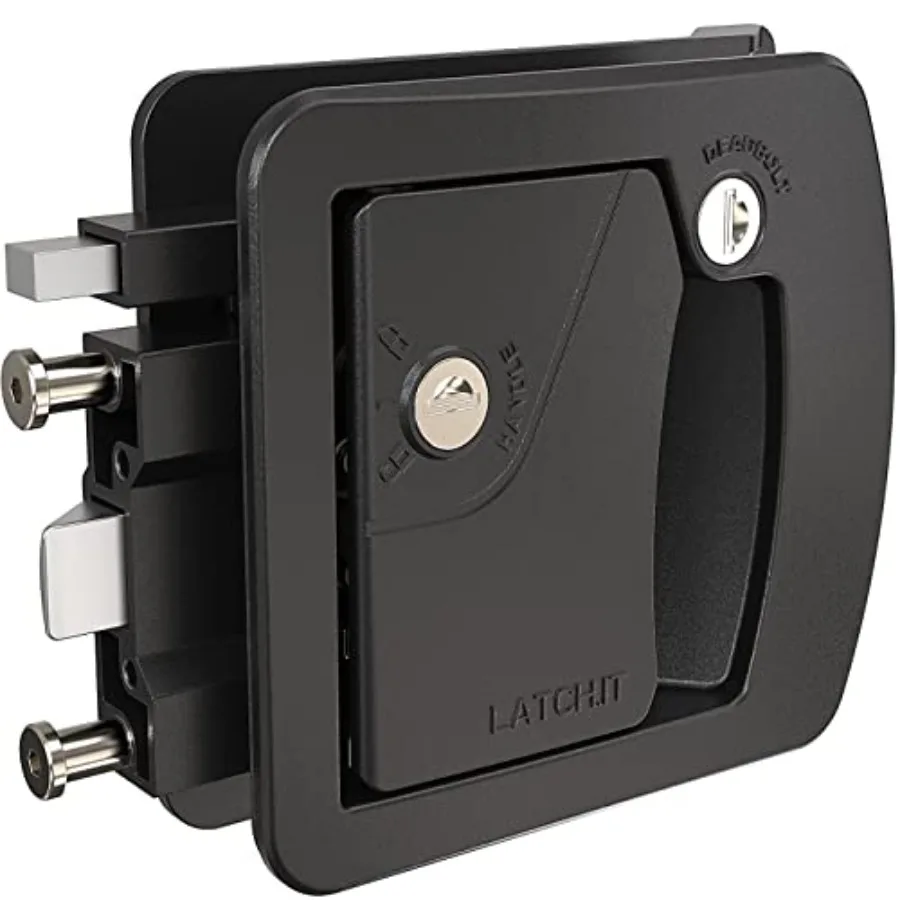 RV door lock replacement for Class C camper doors with 3.50 x 4.50 lock holes, 100 metal construction, black finish, high-secur
RV door lock replacement for Class C camper doors with 3.50 x 4.50 lock holes, 100 metal construction, black finish, high-secur