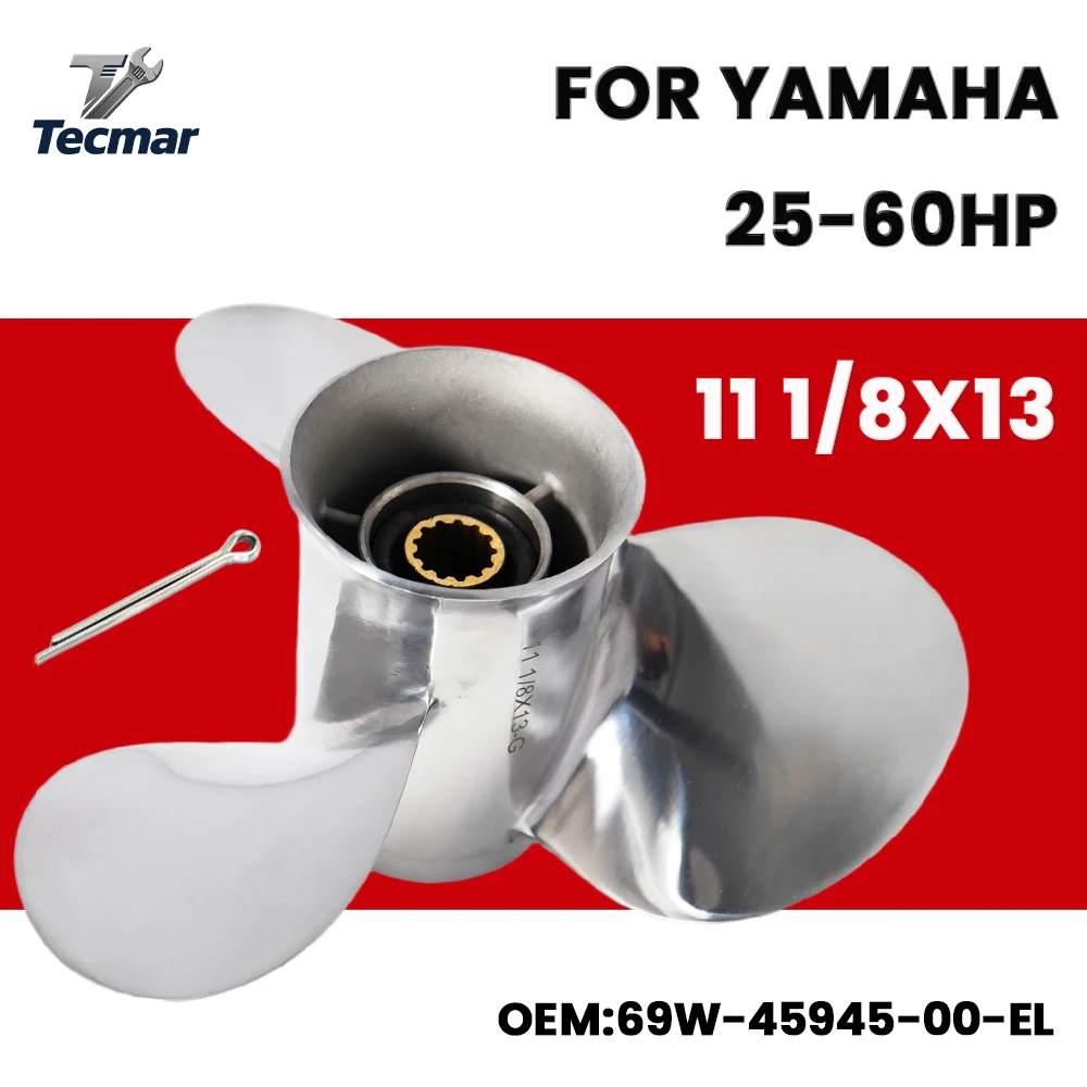 Outboard Propeller For Yamaha 25-60hp 11 1/8*13 Boat Stainless Steel Screw 3 Blade 13 Spline Marine Engine Part 69W-45945-00-EL
Outboard Propeller For Yamaha 25-60hp 11 1/8*13 Boat Stainless Steel Screw 3 Blade 13 Spline Marine Engine Part 69W-45945-00-EL